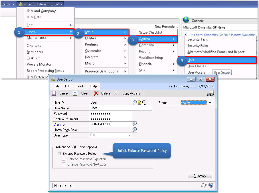 Create User GP